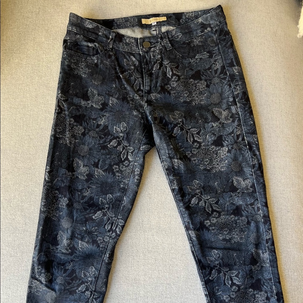 TOMORROWLAND Floral indigo ankle skinny jeans Made in Japan